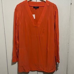 Lafayette 148 orange pullover top with pockets